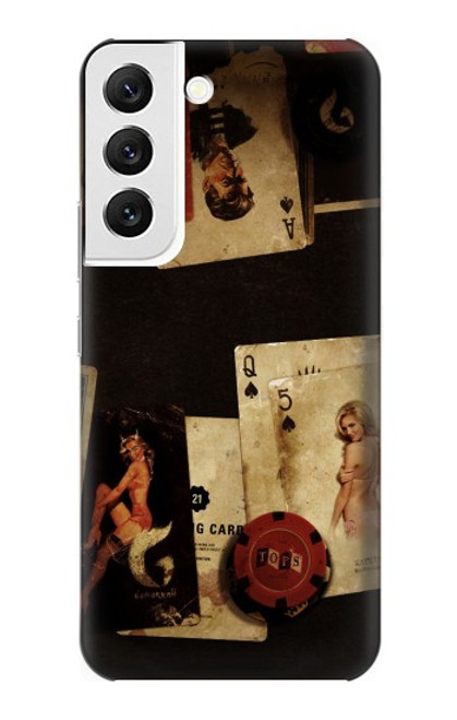 W1069 Old Vintage Sexy Poker Hard Case and Leather Flip Case For Samsung Galaxy S22