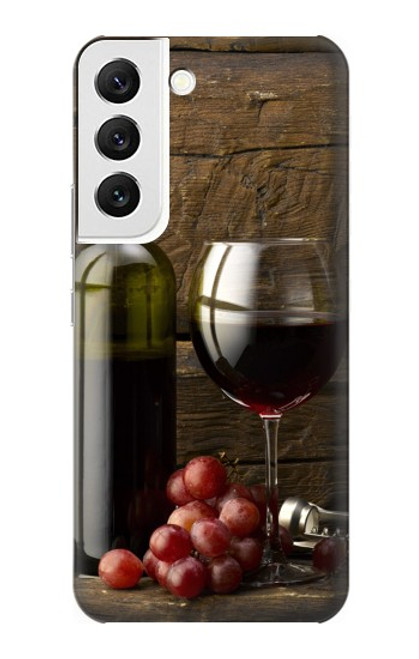 W1316 Grapes Bottle and Glass of Red Wine Hard Case and Leather Flip Case For Samsung Galaxy S22