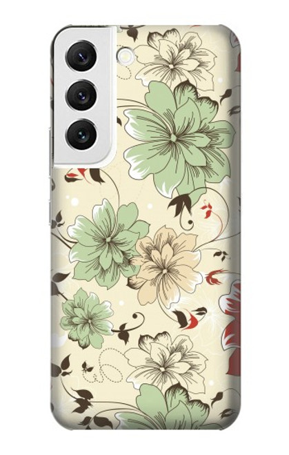 W2179 Flower Floral Vintage Art Pattern Hard Case and Leather Flip Case For Samsung Galaxy S22