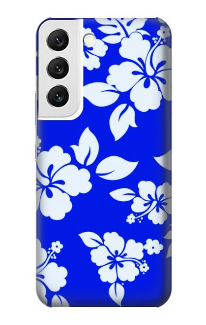 W2244 Hawaiian Hibiscus Blue Pattern Hard Case and Leather Flip Case For Samsung Galaxy S22