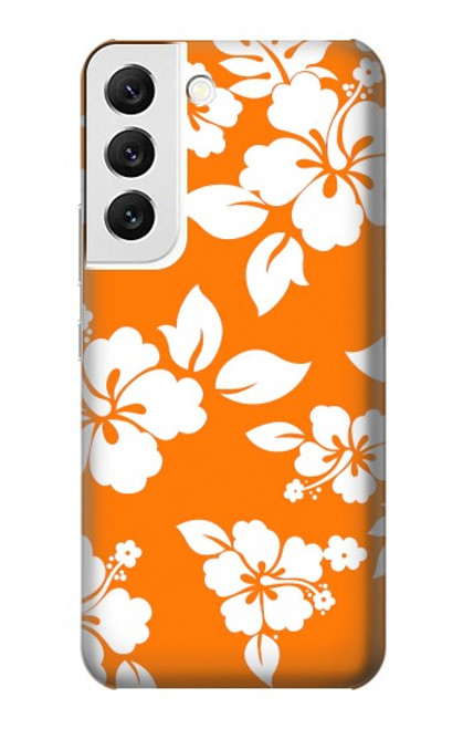 W2245 Hawaiian Hibiscus Orange Pattern Hard Case and Leather Flip Case For Samsung Galaxy S22