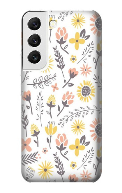 W2354 Pastel Flowers Pattern Hard Case and Leather Flip Case For Samsung Galaxy S22