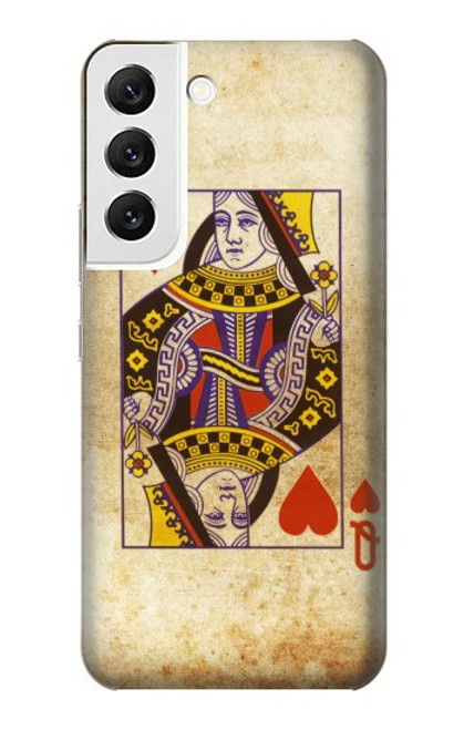 W2833 Poker Card Queen Hearts Hard Case and Leather Flip Case For Samsung Galaxy S22