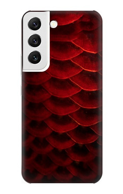 W2879 Red Arowana Fish Scale Hard Case and Leather Flip Case For Samsung Galaxy S22