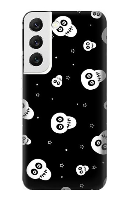 W3261 Smile Skull Halloween Pattern Hard Case and Leather Flip Case For Samsung Galaxy S22