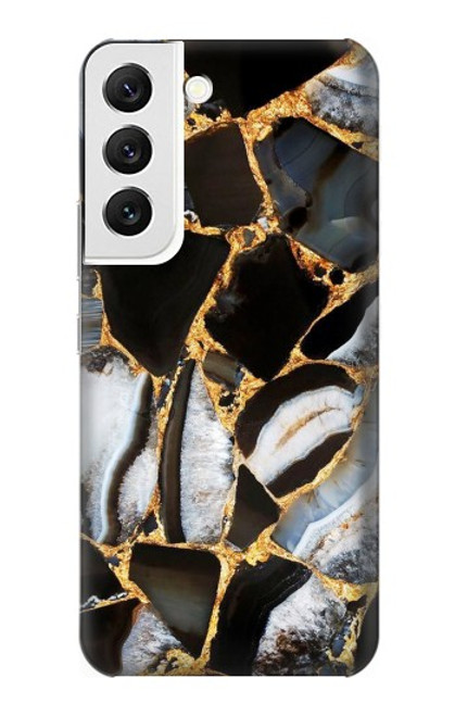 W3419 Gold Marble Graphic Print Hard Case and Leather Flip Case For Samsung Galaxy S22