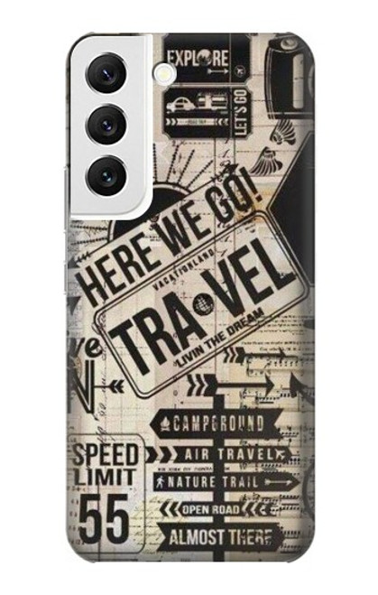 W3441 Vintage Travel Hard Case and Leather Flip Case For Samsung Galaxy S22