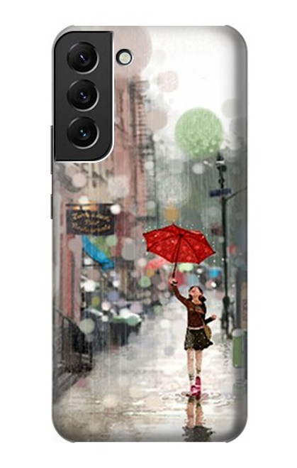 W0108 Girl in The Rain Hard Case and Leather Flip Case For Samsung Galaxy S22 Plus