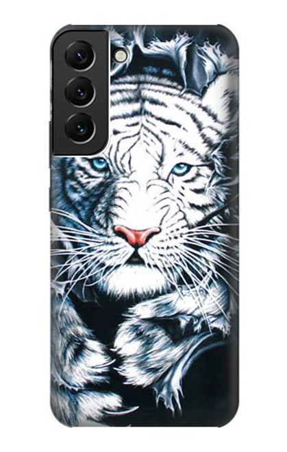 W0265 White Tiger Hard Case and Leather Flip Case For Samsung Galaxy S22 Plus