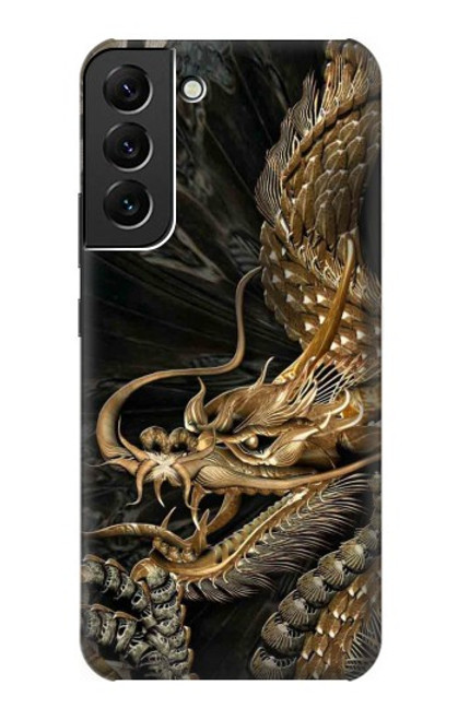 W0426 Gold Dragon Hard Case and Leather Flip Case For Samsung Galaxy S22 Plus