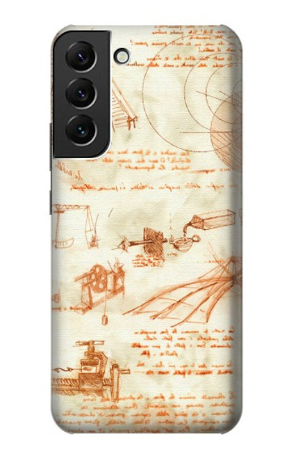 W0566 Technical Drawing Da Vinci Hard Case and Leather Flip Case For Samsung Galaxy S22 Plus