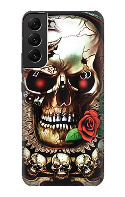 W0753 Skull Wing Rose Punk Hard Case and Leather Flip Case For Samsung Galaxy S22 Plus