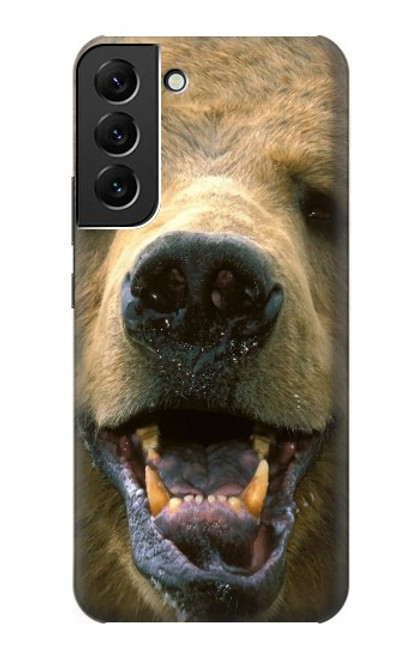 W0840 Grizzly Bear Face Hard Case and Leather Flip Case For Samsung Galaxy S22 Plus