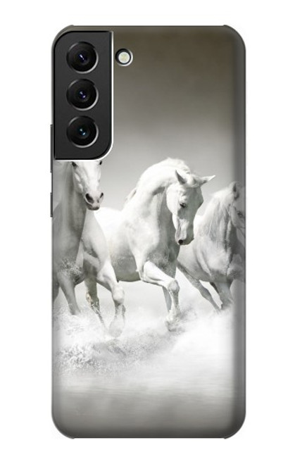 W0933 White Horses Hard Case and Leather Flip Case For Samsung Galaxy S22 Plus