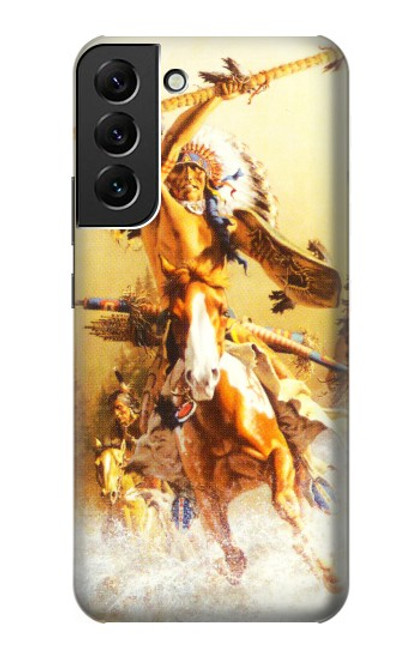 W1087 Red Indian Warrior Hard Case and Leather Flip Case For Samsung Galaxy S22 Plus