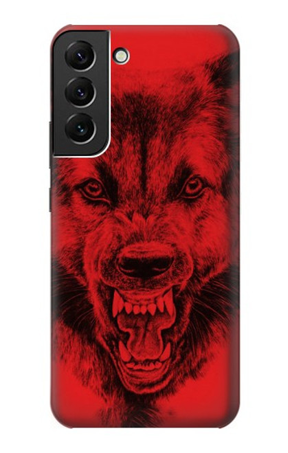 W1090 Red Wolf Hard Case and Leather Flip Case For Samsung Galaxy S22 Plus