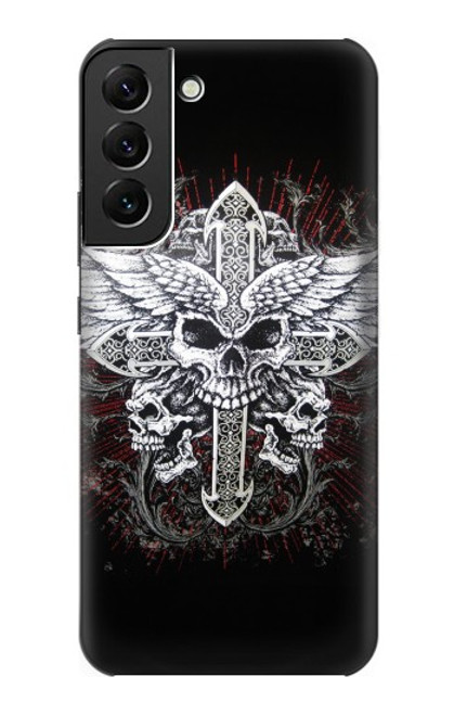 W1434 Skull Wing Tattoo Biker Hard Case and Leather Flip Case For Samsung Galaxy S22 Plus