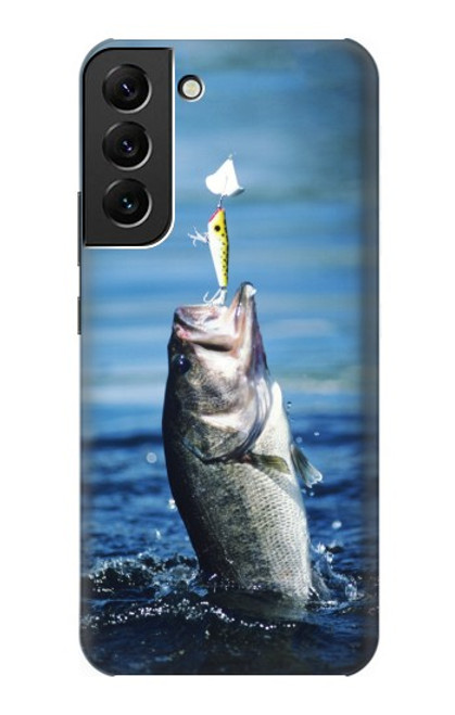 W1594 Bass Fishing Hard Case and Leather Flip Case For Samsung Galaxy S22 Plus