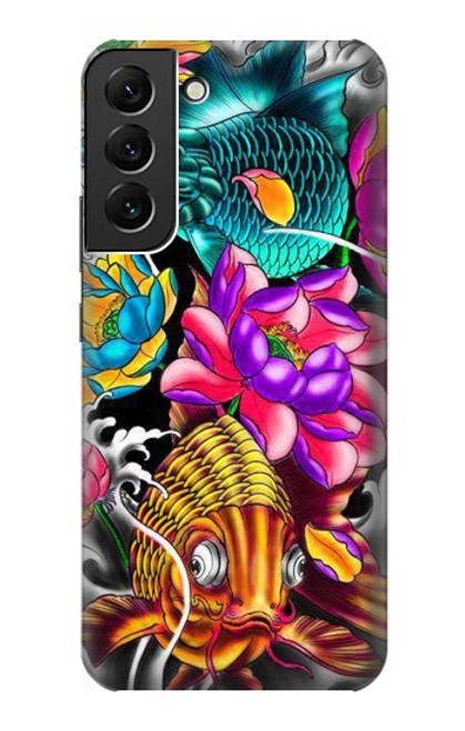 W1630 Fish Japanese Oriental Tattoo Hard Case and Leather Flip Case For Samsung Galaxy S22 Plus