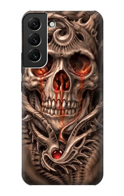 W1675 Skull Blood Tattoo Hard Case and Leather Flip Case For Samsung Galaxy S22 Plus