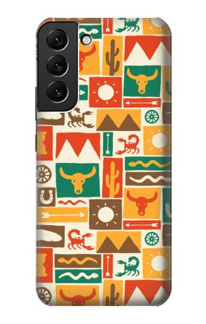 W1873 Western Pattern Hard Case and Leather Flip Case For Samsung Galaxy S22 Plus