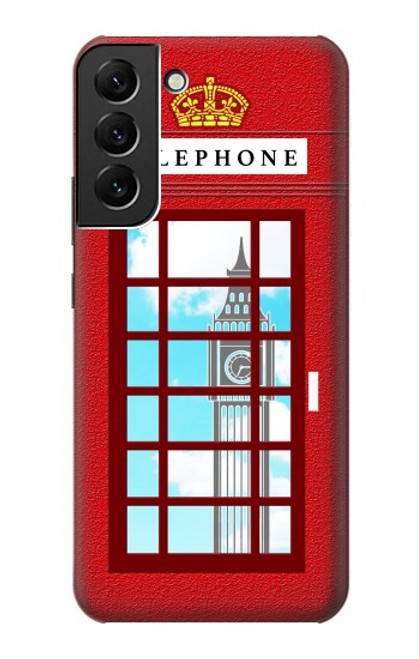 W2059 England British Telephone Box Minimalist Hard Case and Leather Flip Case For Samsung Galaxy S22 Plus