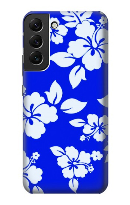 W2244 Hawaiian Hibiscus Blue Pattern Hard Case and Leather Flip Case For Samsung Galaxy S22 Plus