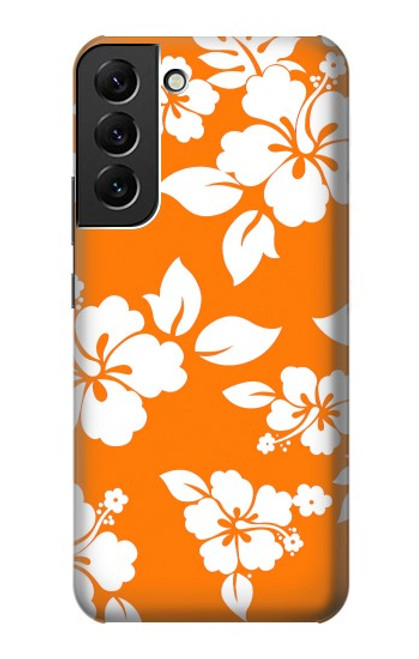 W2245 Hawaiian Hibiscus Orange Pattern Hard Case and Leather Flip Case For Samsung Galaxy S22 Plus