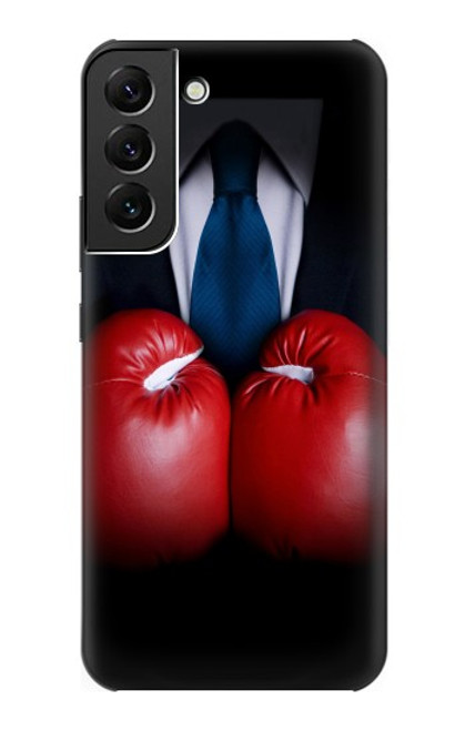 W2261 Businessman Black Suit With Boxing Gloves Hard Case and Leather Flip Case For Samsung Galaxy S22 Plus