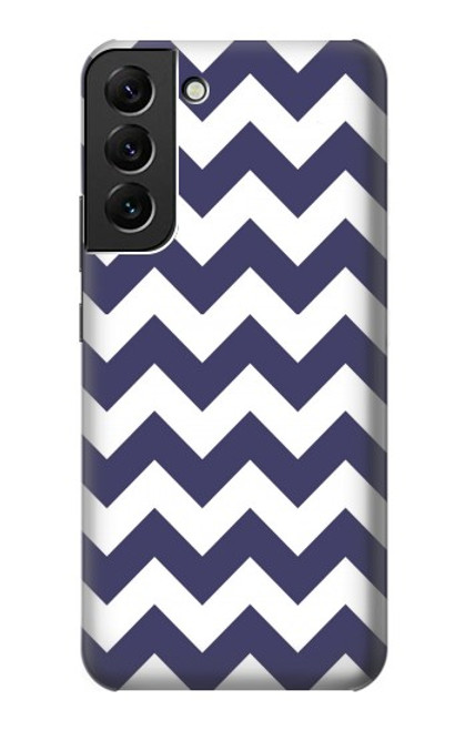 W2345 Navy Blue Shavron Zig Zag Pattern Hard Case and Leather Flip Case For Samsung Galaxy S22 Plus