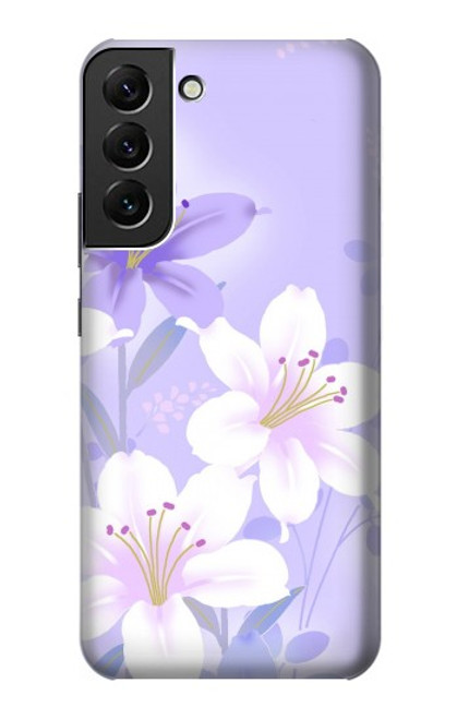 W2361 Purple White Flowers Hard Case and Leather Flip Case For Samsung Galaxy S22 Plus