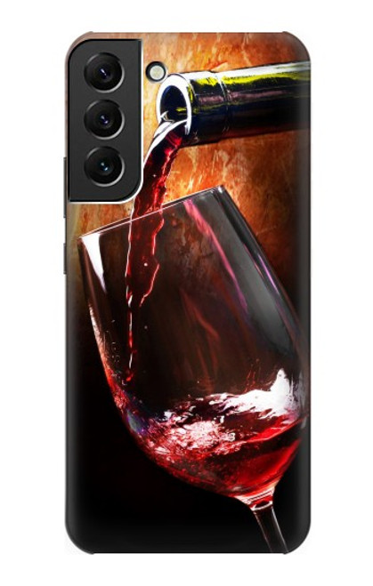 W2396 Red Wine Bottle And Glass Hard Case and Leather Flip Case For Samsung Galaxy S22 Plus