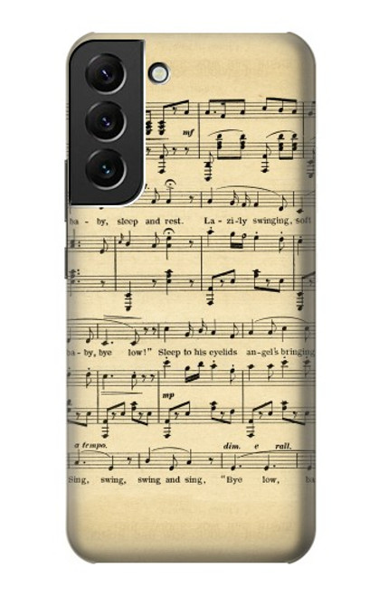 W2504 Vintage Music Sheet Hard Case and Leather Flip Case For Samsung Galaxy S22 Plus