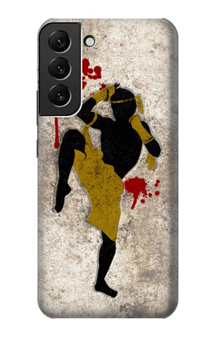 W2635 Muay Thai Kickboxing Fight Blood Hard Case and Leather Flip Case For Samsung Galaxy S22 Plus
