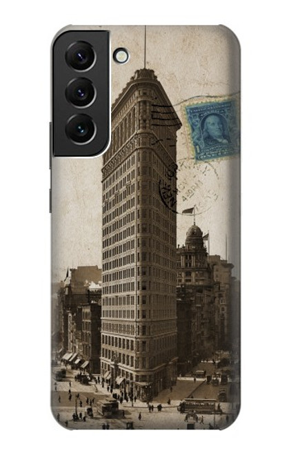 W2832 New York 1903 Flatiron Building Postcard Hard Case and Leather Flip Case For Samsung Galaxy S22 Plus