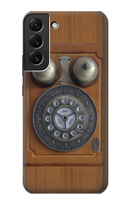 W3146 Antique Wall Retro Dial Phone Hard Case and Leather Flip Case For Samsung Galaxy S22 Plus