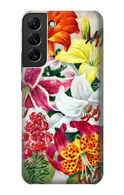 W3205 Retro Art Flowers Hard Case and Leather Flip Case For Samsung Galaxy S22 Plus