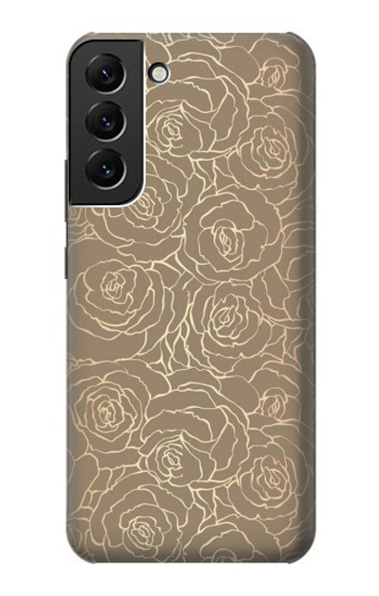 W3466 Gold Rose Pattern Hard Case and Leather Flip Case For Samsung Galaxy S22 Plus