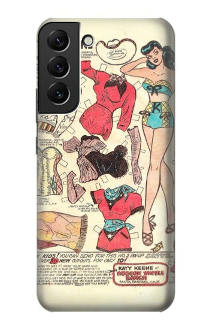 W3820 Vintage Cowgirl Fashion Paper Doll Hard Case and Leather Flip Case For Samsung Galaxy S22 Plus
