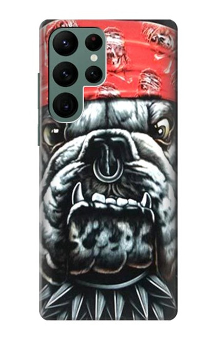 W0100 Bulldog American Football Hard Case and Leather Flip Case For Samsung Galaxy S22 Ultra