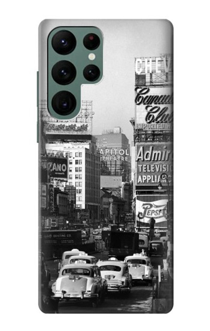 W0182 Old New York Vintage Hard Case and Leather Flip Case For Samsung Galaxy S22 Ultra