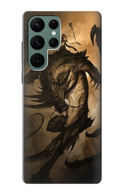 W0388 Dragon Rider Hard Case and Leather Flip Case For Samsung Galaxy S22 Ultra