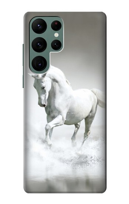 W0932 White Horse Hard Case and Leather Flip Case For Samsung Galaxy S22 Ultra