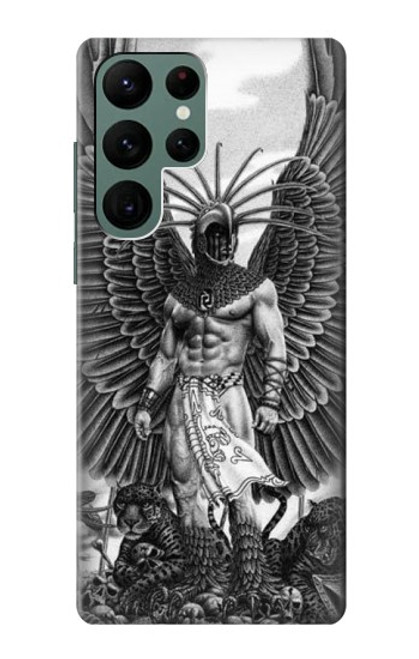 W1235 Aztec Warrior Hard Case and Leather Flip Case For Samsung Galaxy S22 Ultra