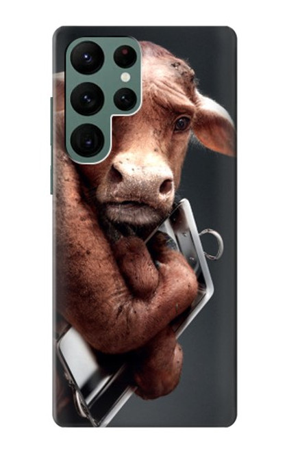 W1271 Crazy Cow Hard Case and Leather Flip Case For Samsung Galaxy S22 Ultra