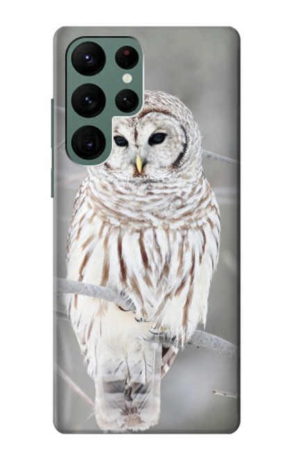 W1566 Snowy Owl White Owl Hard Case and Leather Flip Case For Samsung Galaxy S22 Ultra