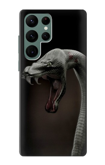 W1597 Black Mamba Snake Hard Case and Leather Flip Case For Samsung Galaxy S22 Ultra