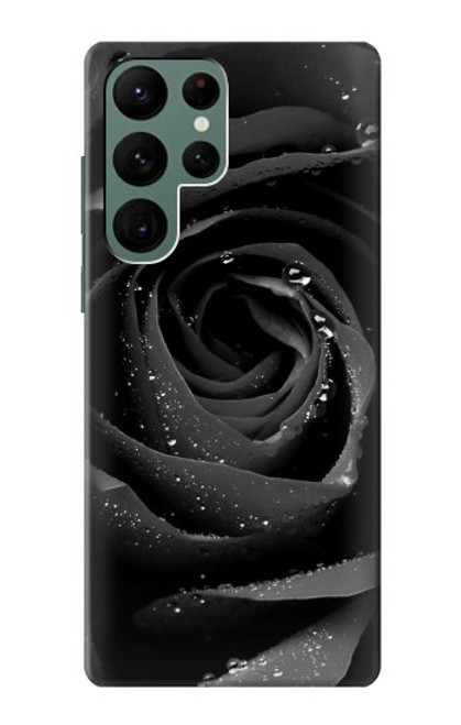 W1598 Black Rose Hard Case and Leather Flip Case For Samsung Galaxy S22 Ultra