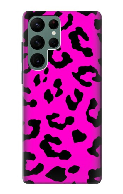 W1850 Pink Leopard Pattern Hard Case and Leather Flip Case For Samsung Galaxy S22 Ultra