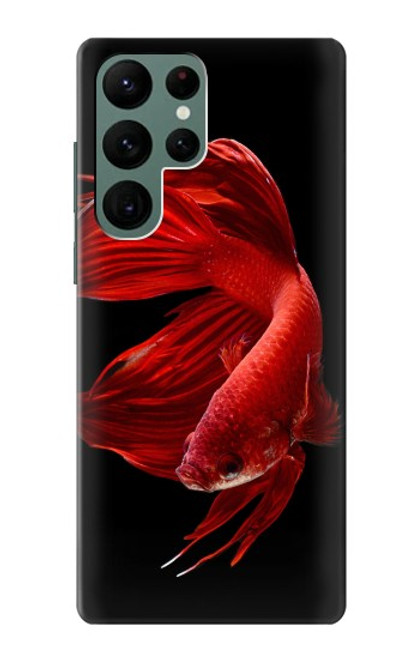 W2092 Red Siamese Fighting Fish Hard Case and Leather Flip Case For Samsung Galaxy S22 Ultra